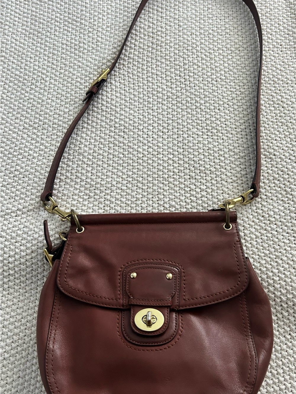 Coach Maroon Leather Crossbody with Gold Hardware